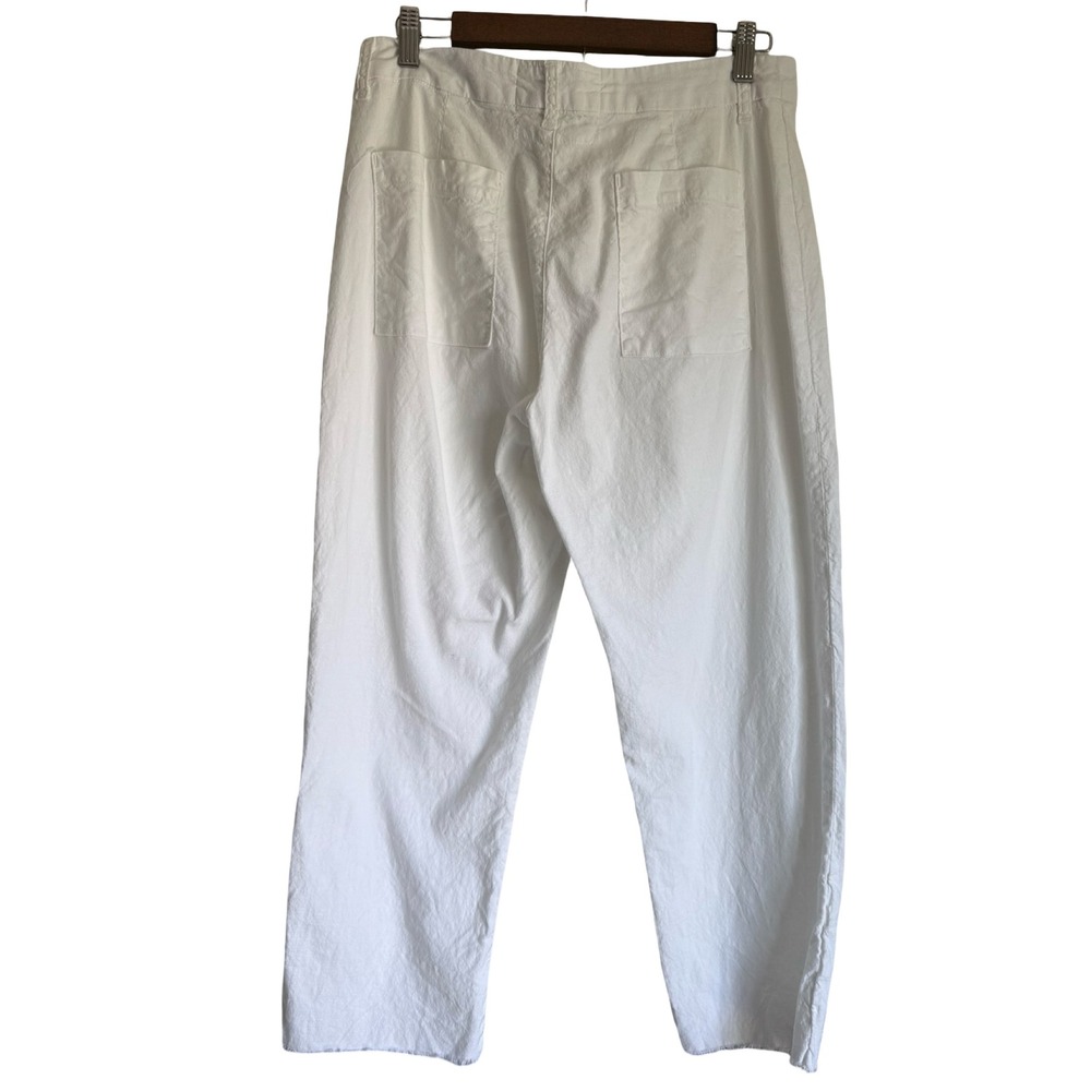 Frank & Eileen Kinsale White Italian Performance Linen Pants Size 10 Raw Hem - Picture 4 of 7